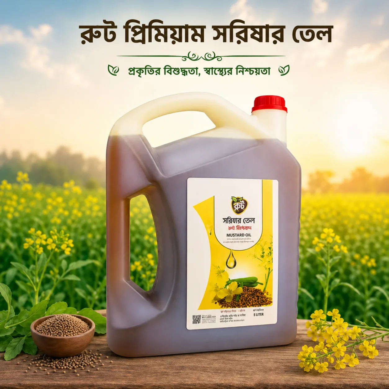 Ghani Cold-Pressed Mustard Oil / রুট প্রিমিয়াম ঘানি ভাঙ্গা সরিষার তেল (৫ লিটার)