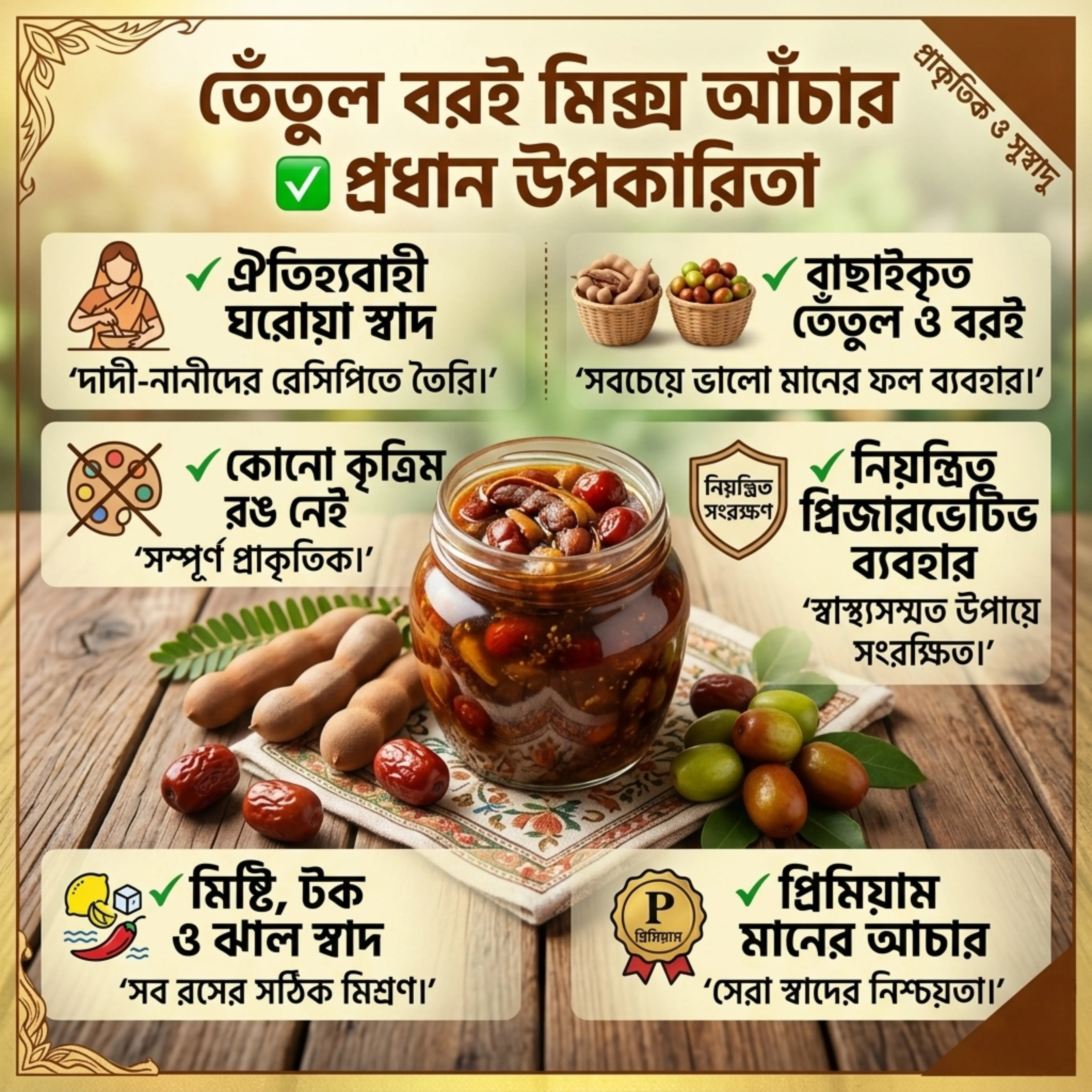 Tetul Boroi Mix Achar / তেঁতুল বরই মিক্স আঁচার (৪০০গ্রাম) 