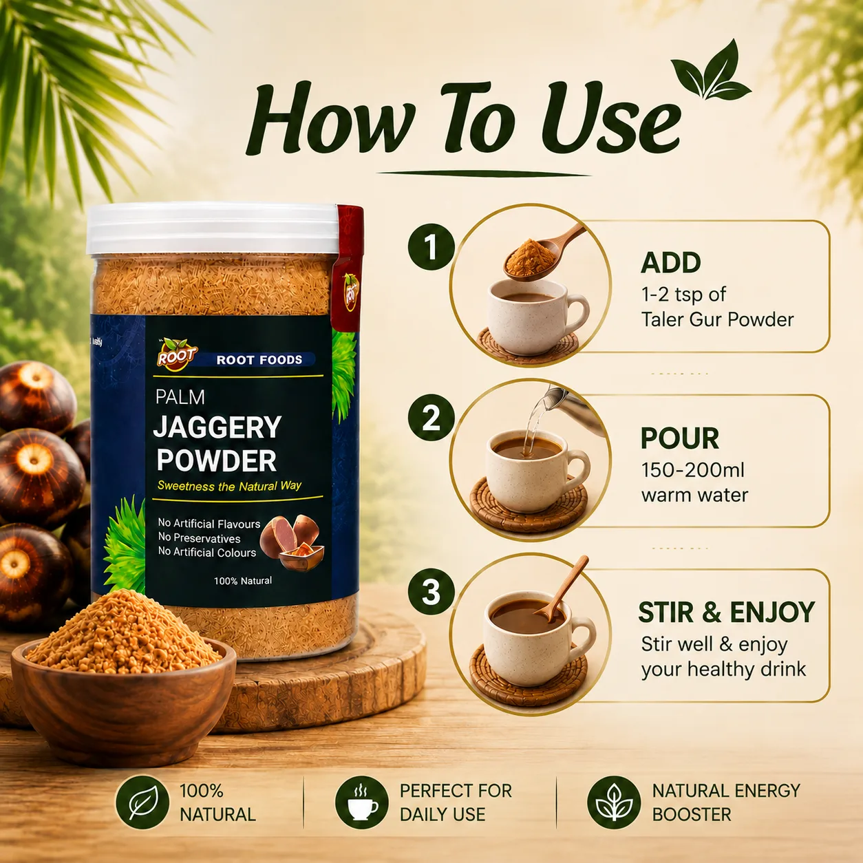 Root Premium Taler Gur Powder | তালের গুড় পাউডার ৪০০গ্রাম